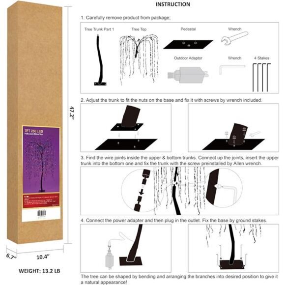 7 Feet Halloween Willow Tree, 256 LED Lights for Home, Festival, Nativity,Party - Picture 7 of 8